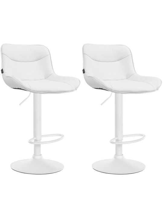 Lot de 2 tabourets de bar Vonore simili cuir, blanc