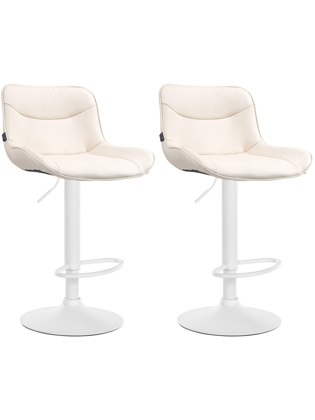 Lot de 2 tabourets de bar Vonore simili cuir, crème
