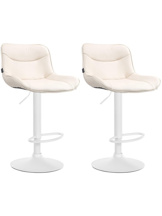 Lot de 2 tabourets de bar Vonore simili cuir, crème
