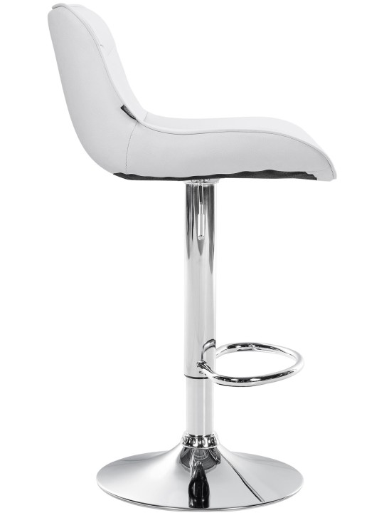 Lot de 2 tabourets de bar Vonore simili cuir chromé, blanc