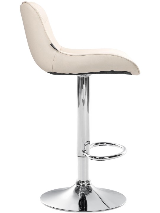 Lot de 2 tabourets de bar Vonore simili cuir chromé, crème