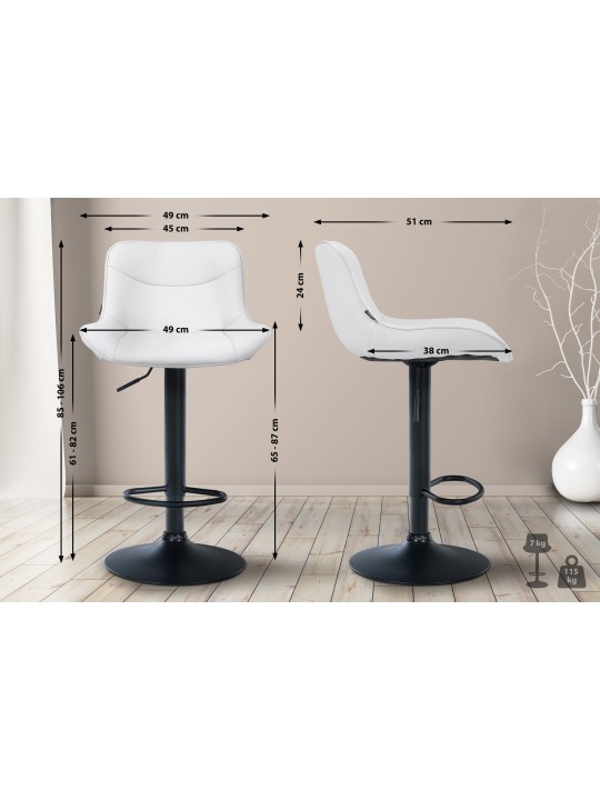 Lot de 2 tabourets de bar Vonore simili cuir, blanc