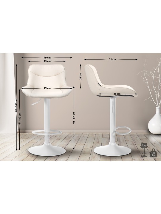 Lot de 2 tabourets de bar Vonore simili cuir, crème