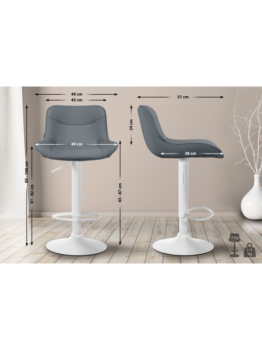 Lot de 2 tabourets de bar Vonore simili cuir, gris