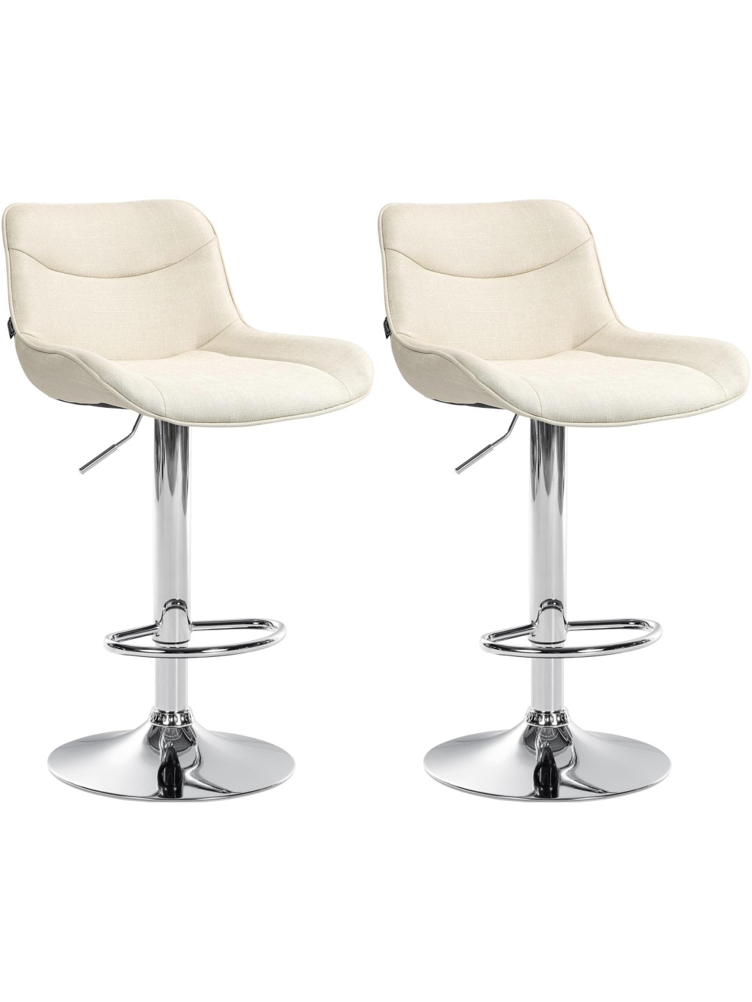 Lot de 2 tabourets de bar Vonore tissu chrome, crème