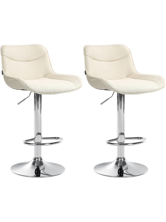 Lot de 2 tabourets de bar Vonore tissu chrome, crème