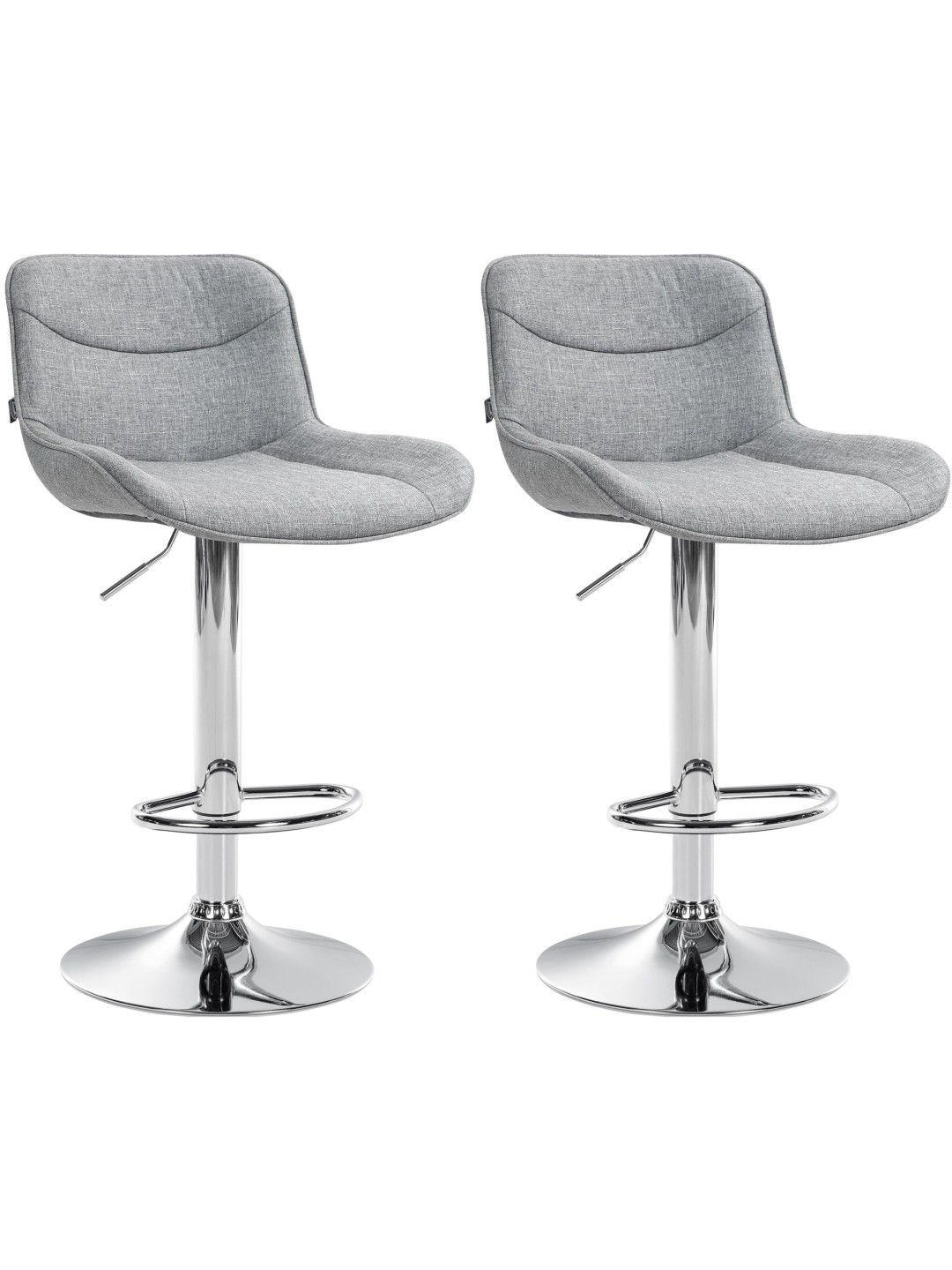 Lot de 2 tabourets de bar Vonore tissu chrome, gris