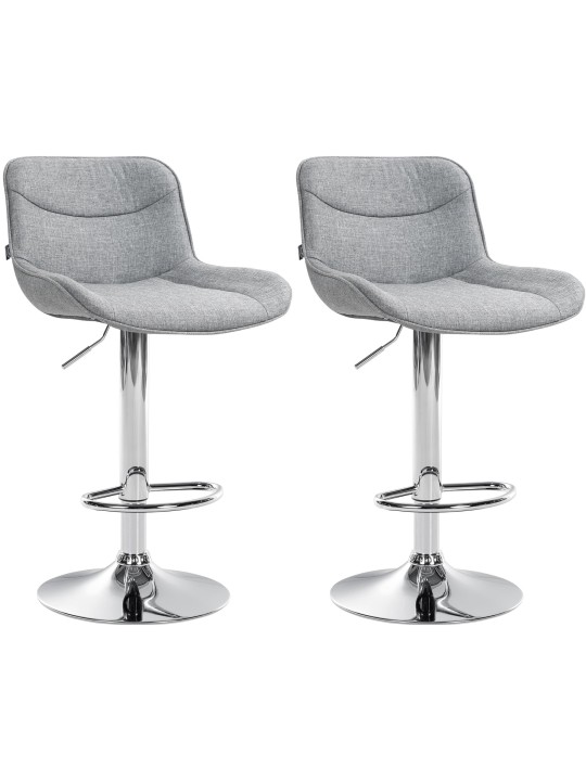 Lot de 2 tabourets de bar Vonore tissu chrome, gris