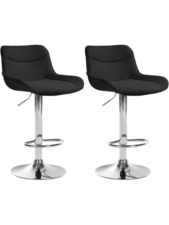 Lot de 2 tabourets de bar Vonore tissu chrome, noir