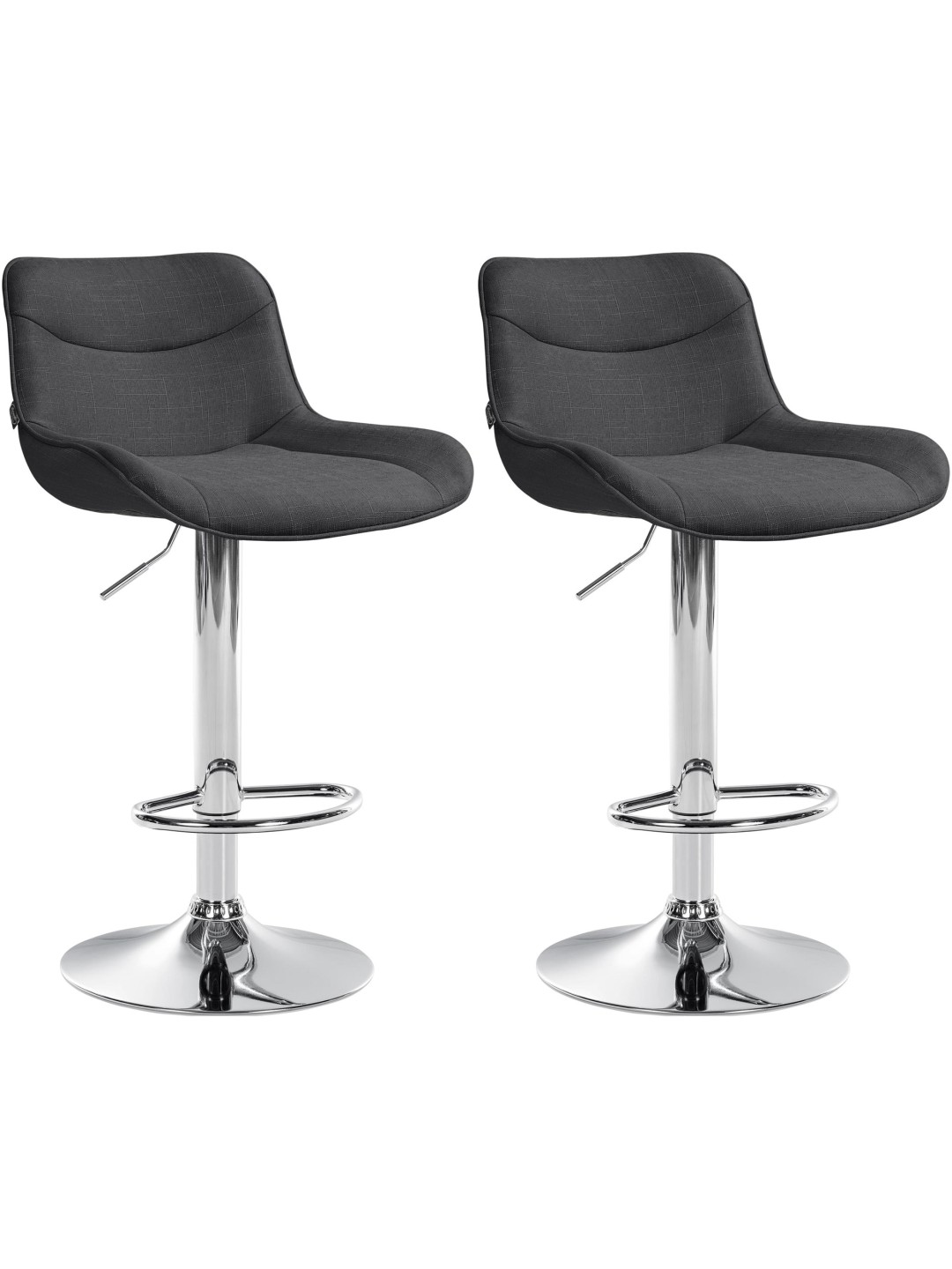 Lot de 2 tabourets de bar Vonore tissu chrome, gris foncé