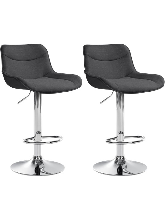 Lot de 2 tabourets de bar Vonore tissu chrome, gris foncé