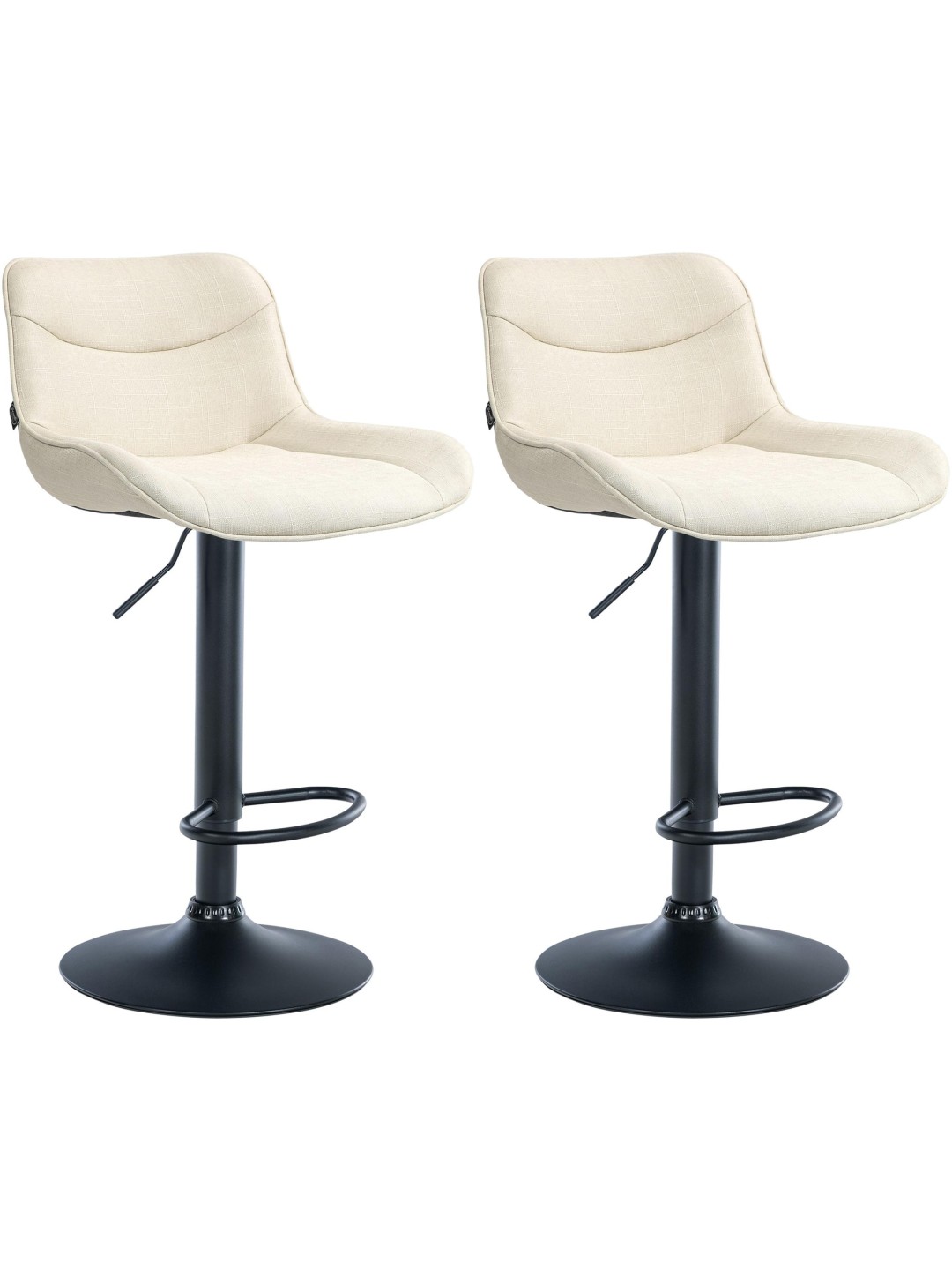 Lot de 2 tabourets de bar Vonore tissu, crème
