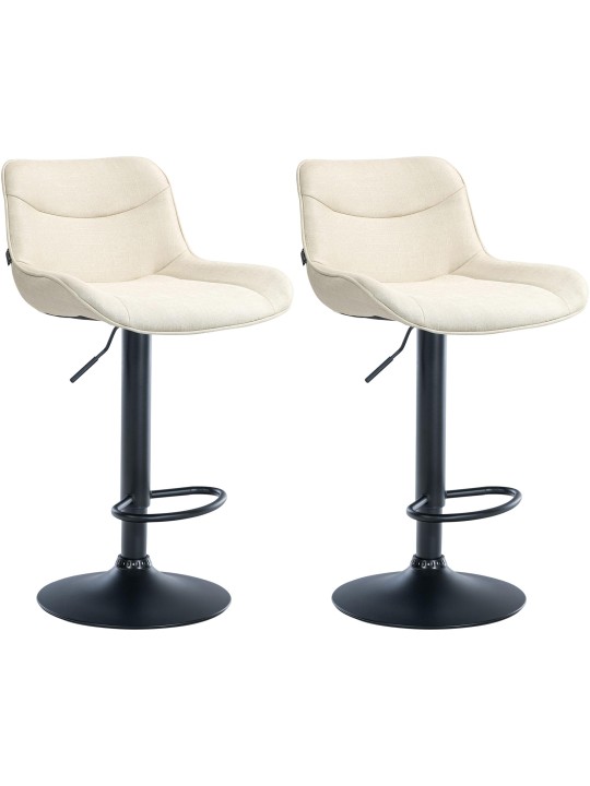 Lot de 2 tabourets de bar Vonore tissu, crème