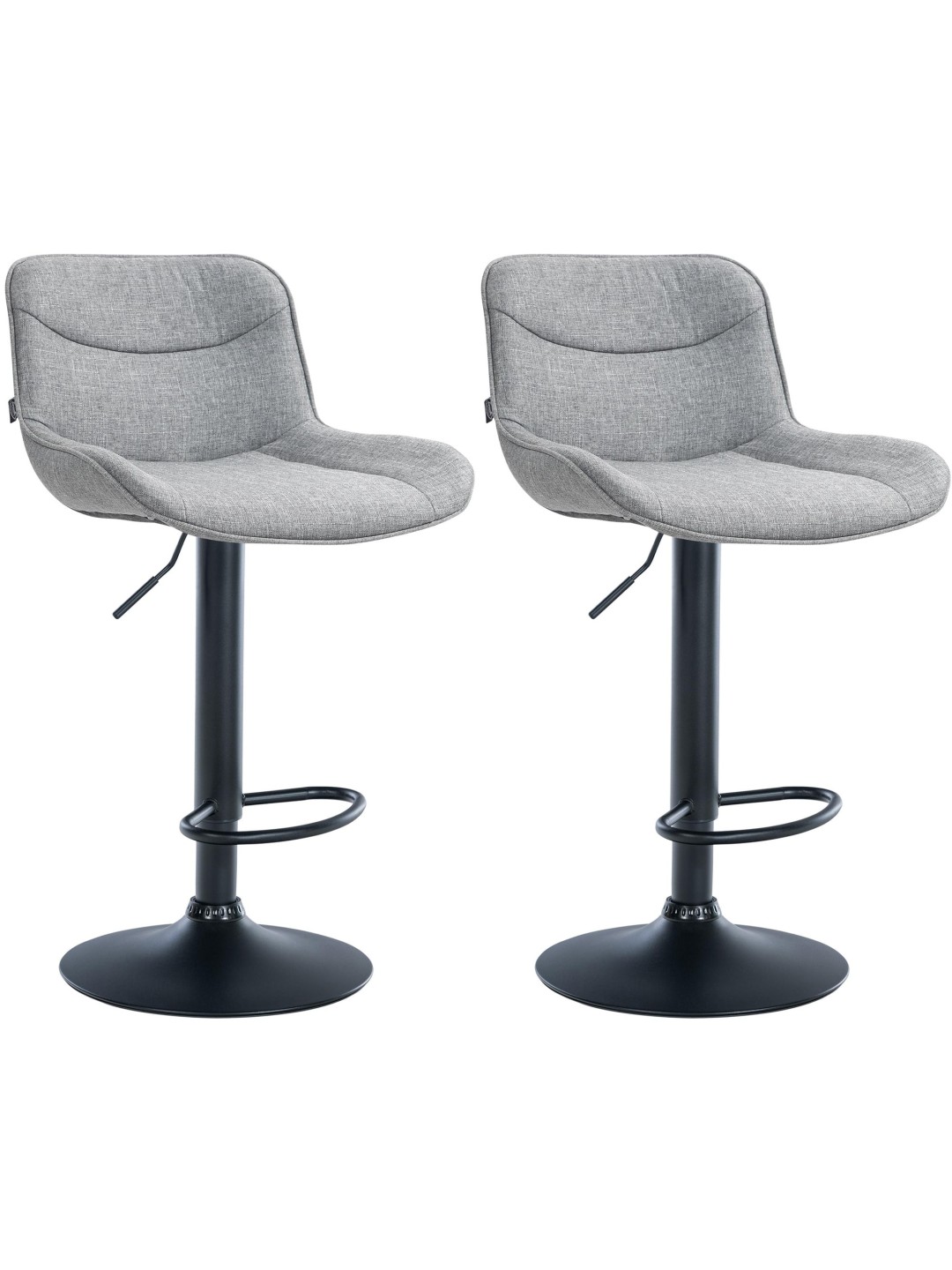 Lot de 2 tabourets de bar Vonore tissu, gris