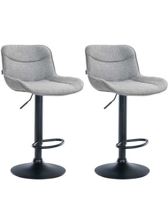 Lot de 2 tabourets de bar Vonore tissu, gris