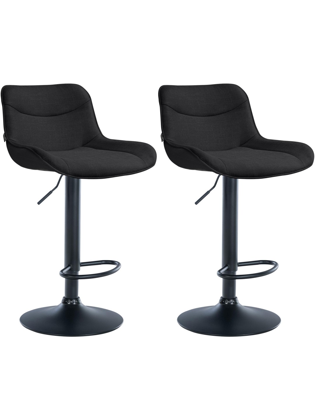 Lot de 2 tabourets de bar Vonore tissu, noir