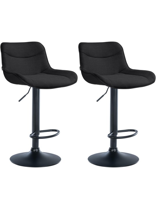 Lot de 2 tabourets de bar Vonore tissu, noir