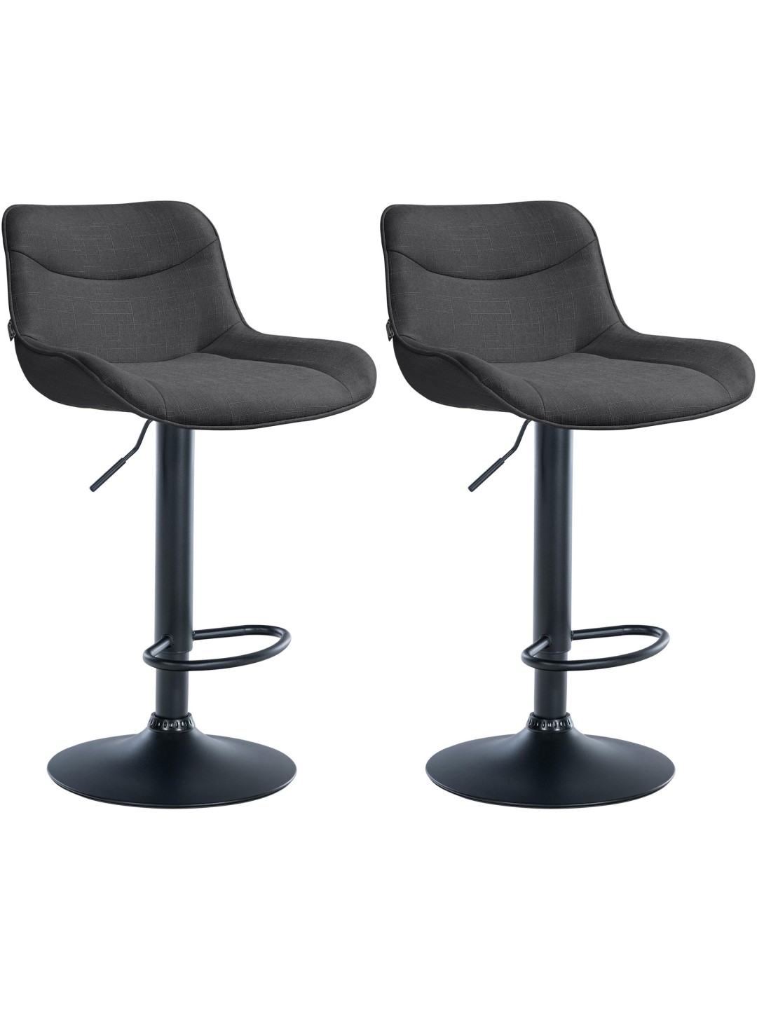 Lot de 2 tabourets de bar Vonore tissu, gris foncé