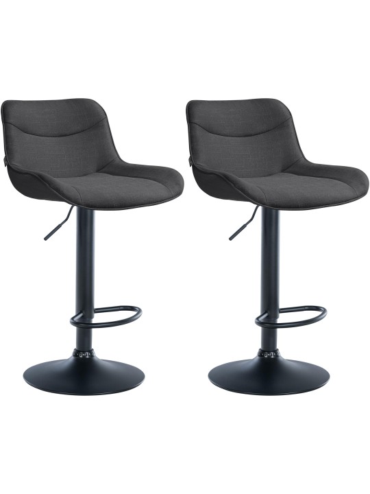 Lot de 2 tabourets de bar Vonore tissu, gris foncé