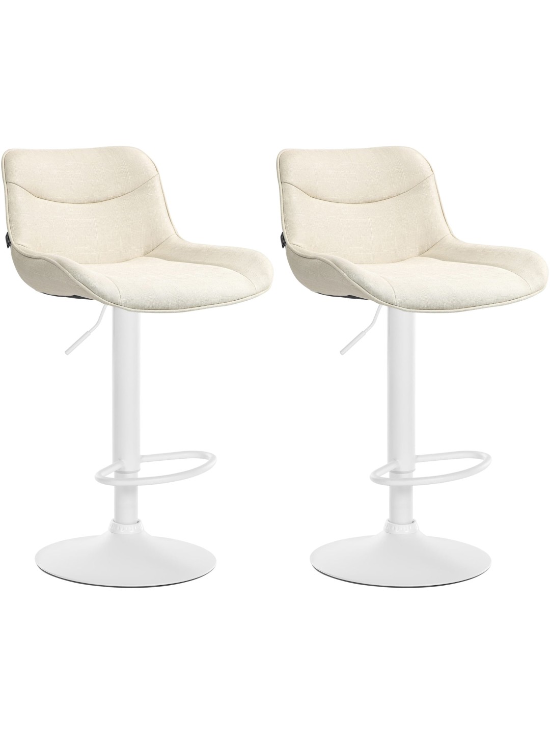 Lot de 2 tabourets de bar Vonore tissu, crème