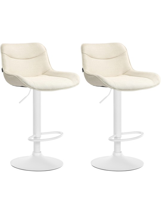 Lot de 2 tabourets de bar Vonore tissu, crème