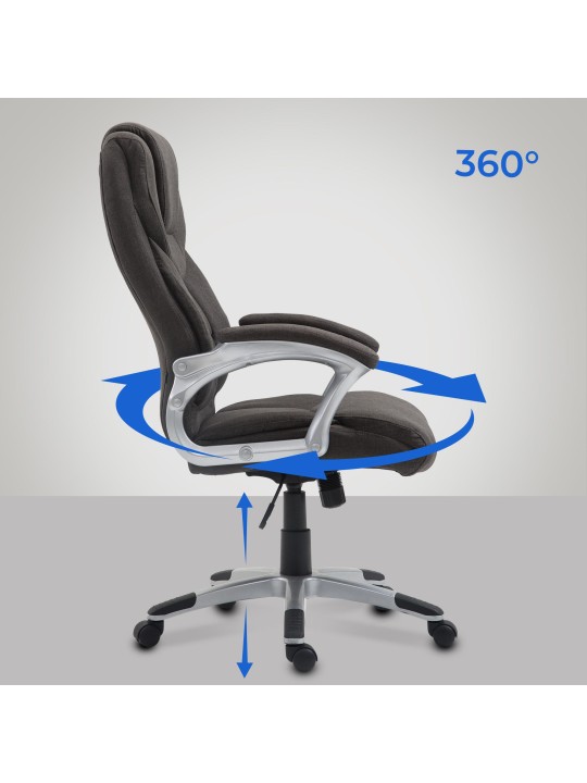 Chaise de bureau Texas V2 en tissu, gris foncé