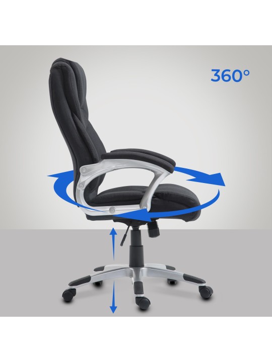 Chaise de bureau Texas V2 en tissu, noir