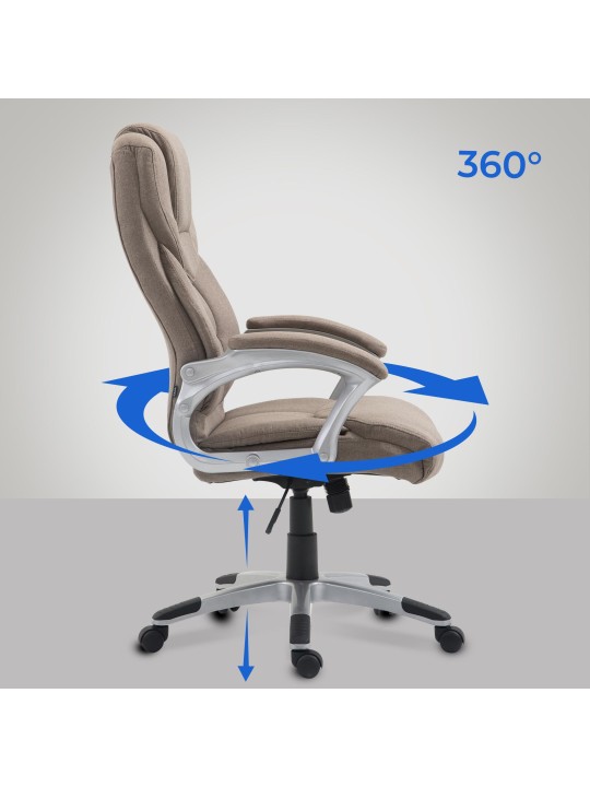 Chaise de bureau Texas V2 en tissu, taupe