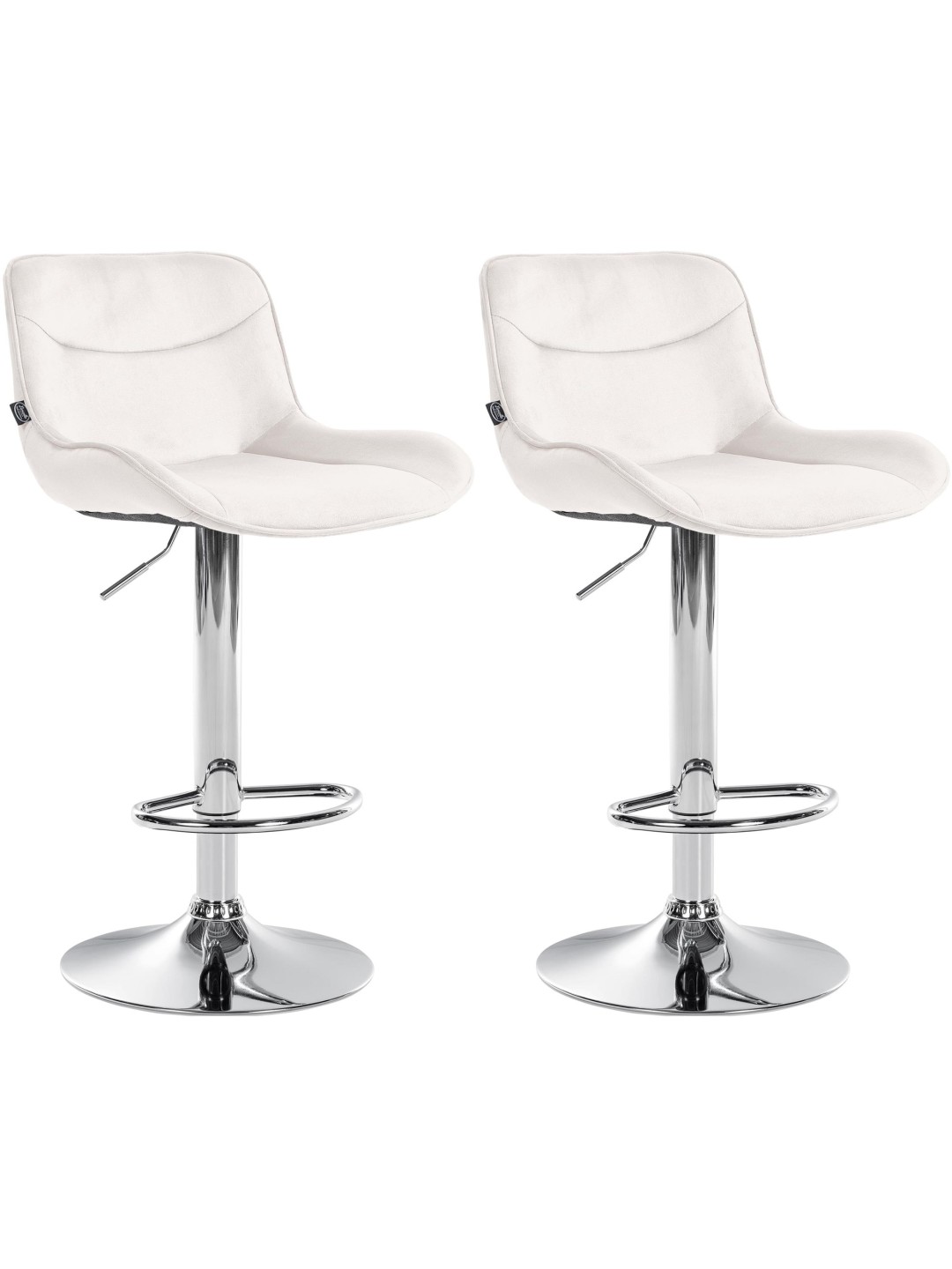 Lot de 2 tabourets de bar Vonore velours chrome, crème