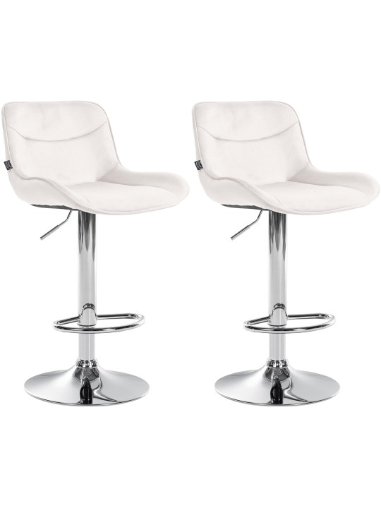 Lot de 2 tabourets de bar Vonore velours chrome, crème