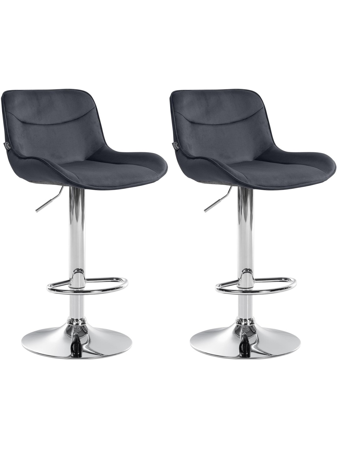 Lot de 2 tabourets de bar Vonore velours chrome, noir