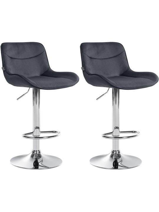 Lot de 2 tabourets de bar Vonore velours chrome, noir