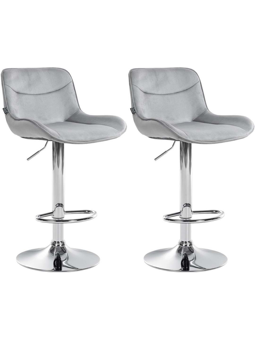 Lot de 2 tabourets de bar Vonore velours chrome, gris