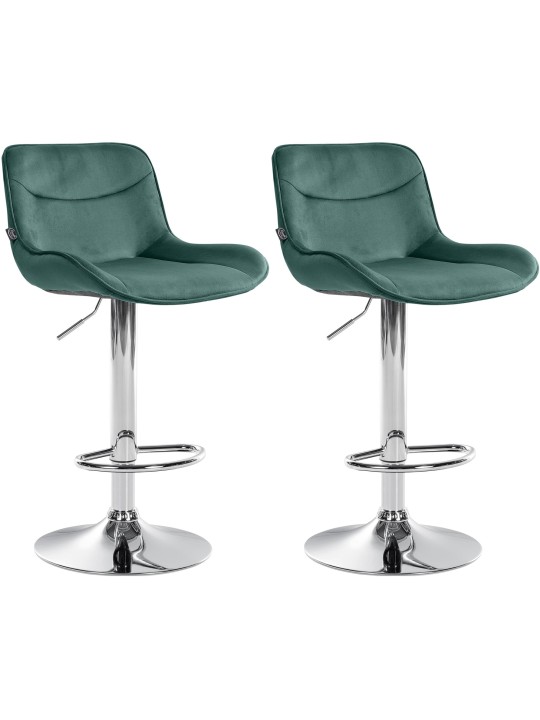 Lot de 2 tabourets de bar Vonore velours chrome, vert