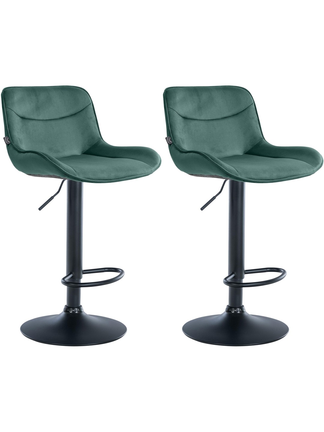 Lot de 2 tabourets de bar Vonore velours, vert
