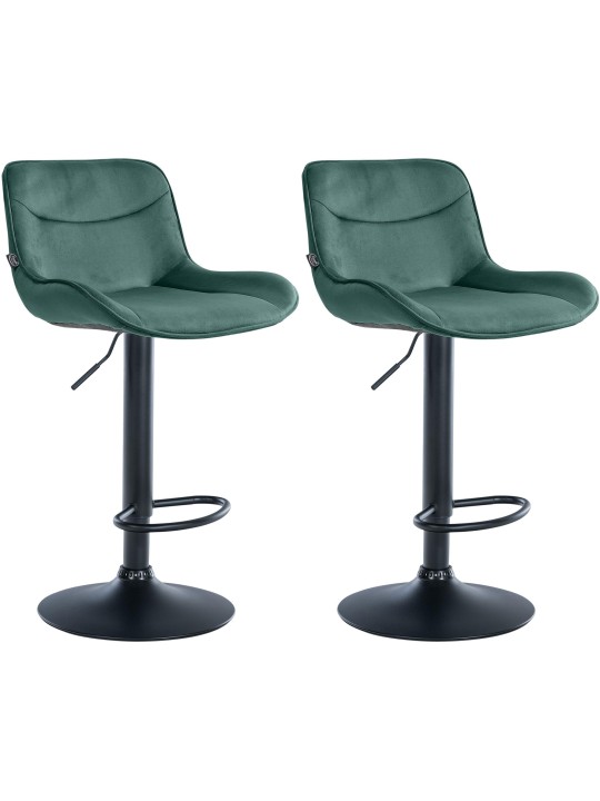Lot de 2 tabourets de bar Vonore velours, vert Lot de 2 tabourets de bar Vonore velours, vert