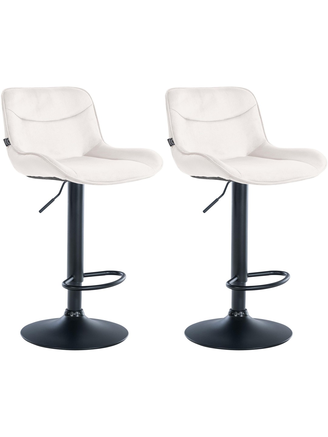 Lot de 2 tabourets de bar Vonore velours, crème