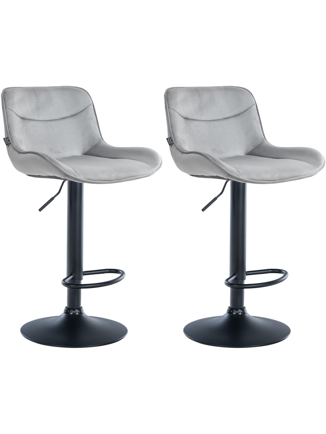 Lot de 2 tabourets de bar Vonore velours, gris