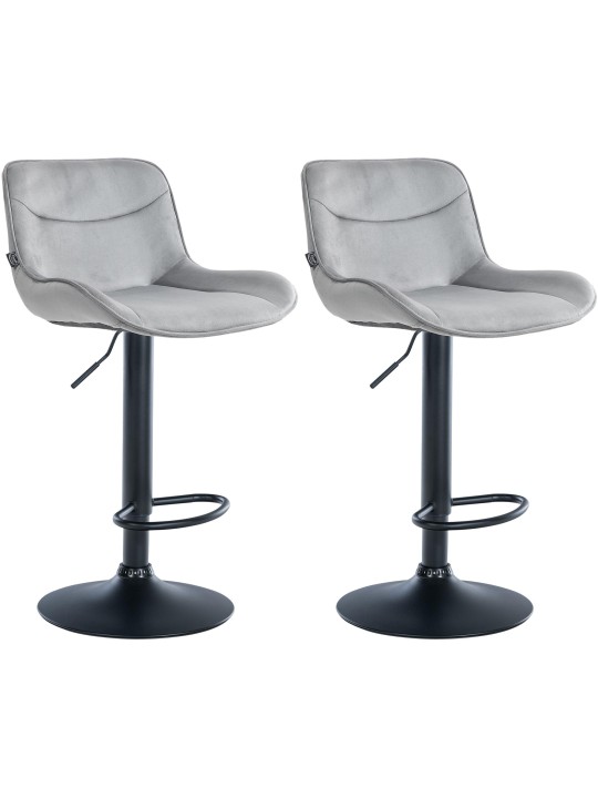 Lot de 2 tabourets de bar Vonore velours, gris Lot de 2 tabourets de bar Vonore velours, gris