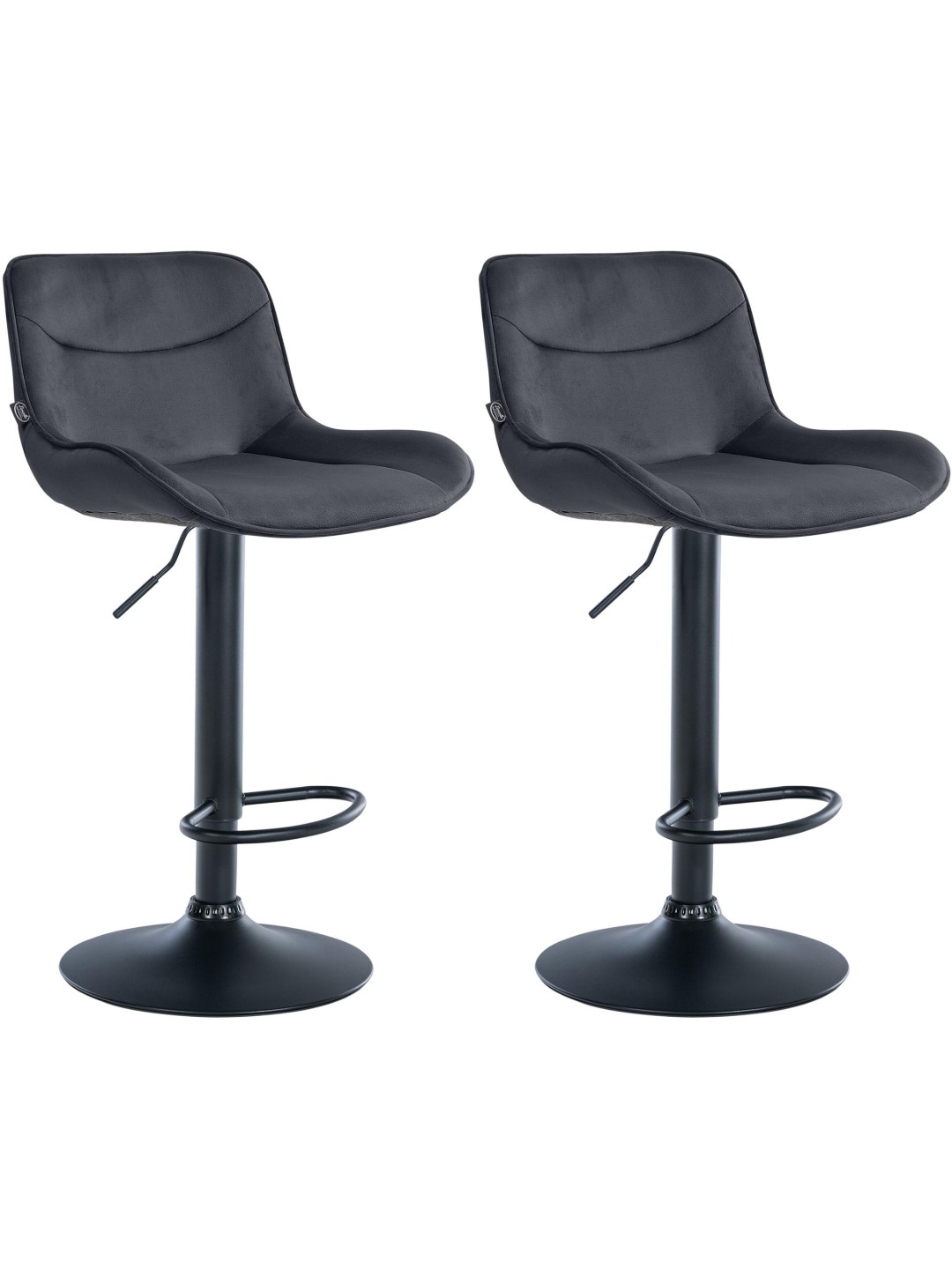 Lot de 2 tabourets de bar Vonore velours, noir