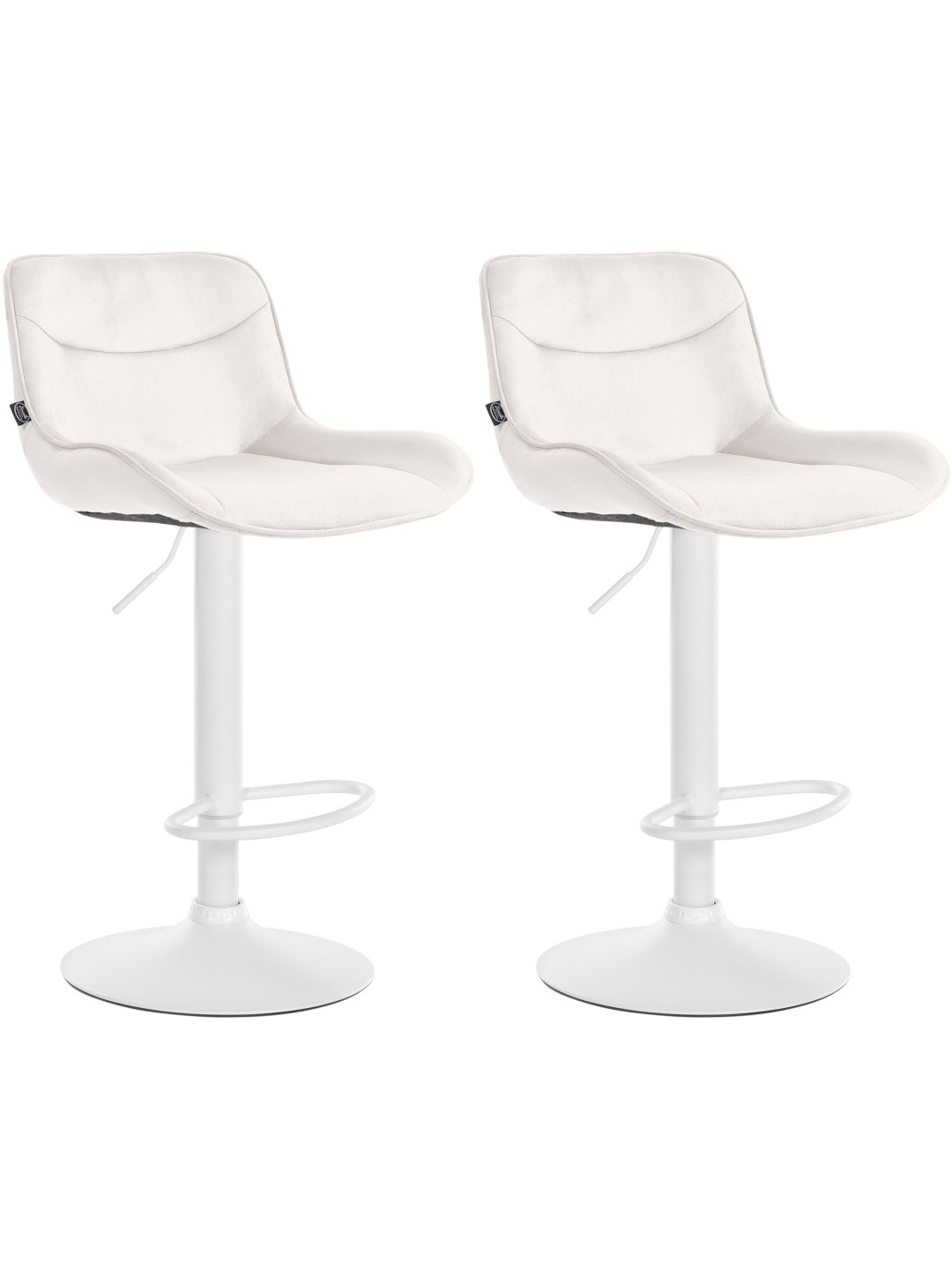 Lot de 2 tabourets de bar Vonore velours, crème