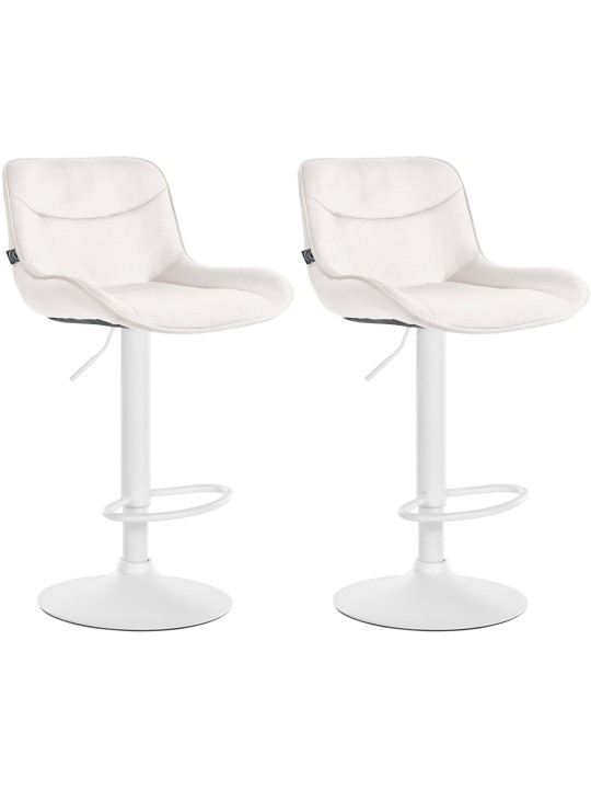 Lot de 2 tabourets de bar Vonore velours, crème