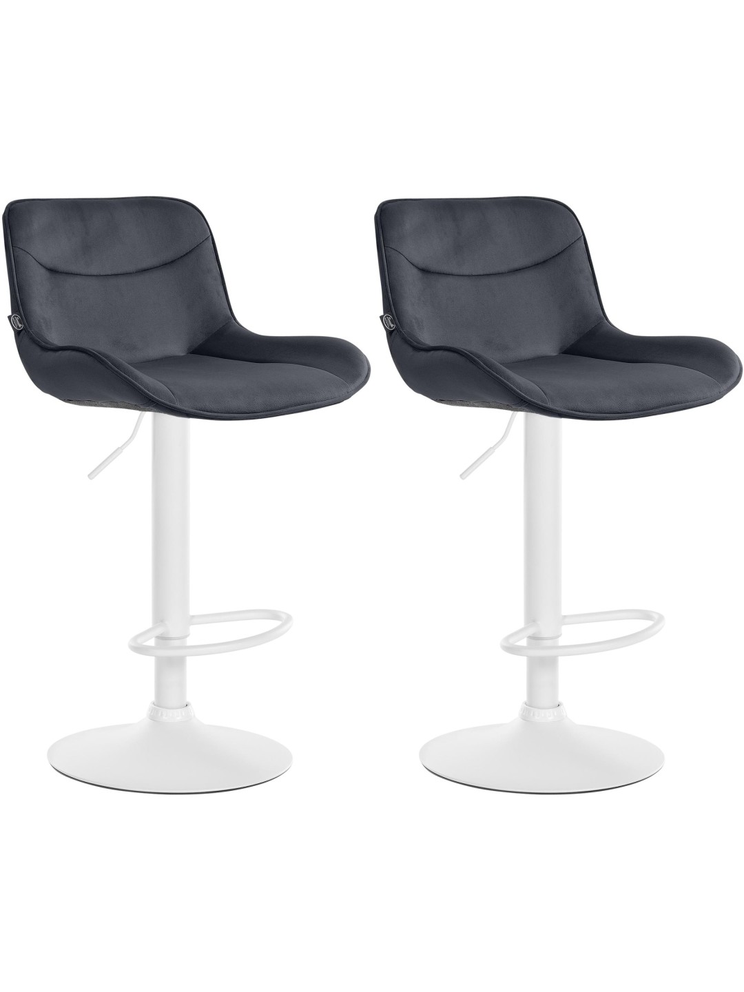 Lot de 2 tabourets de bar Vonore velours, noir