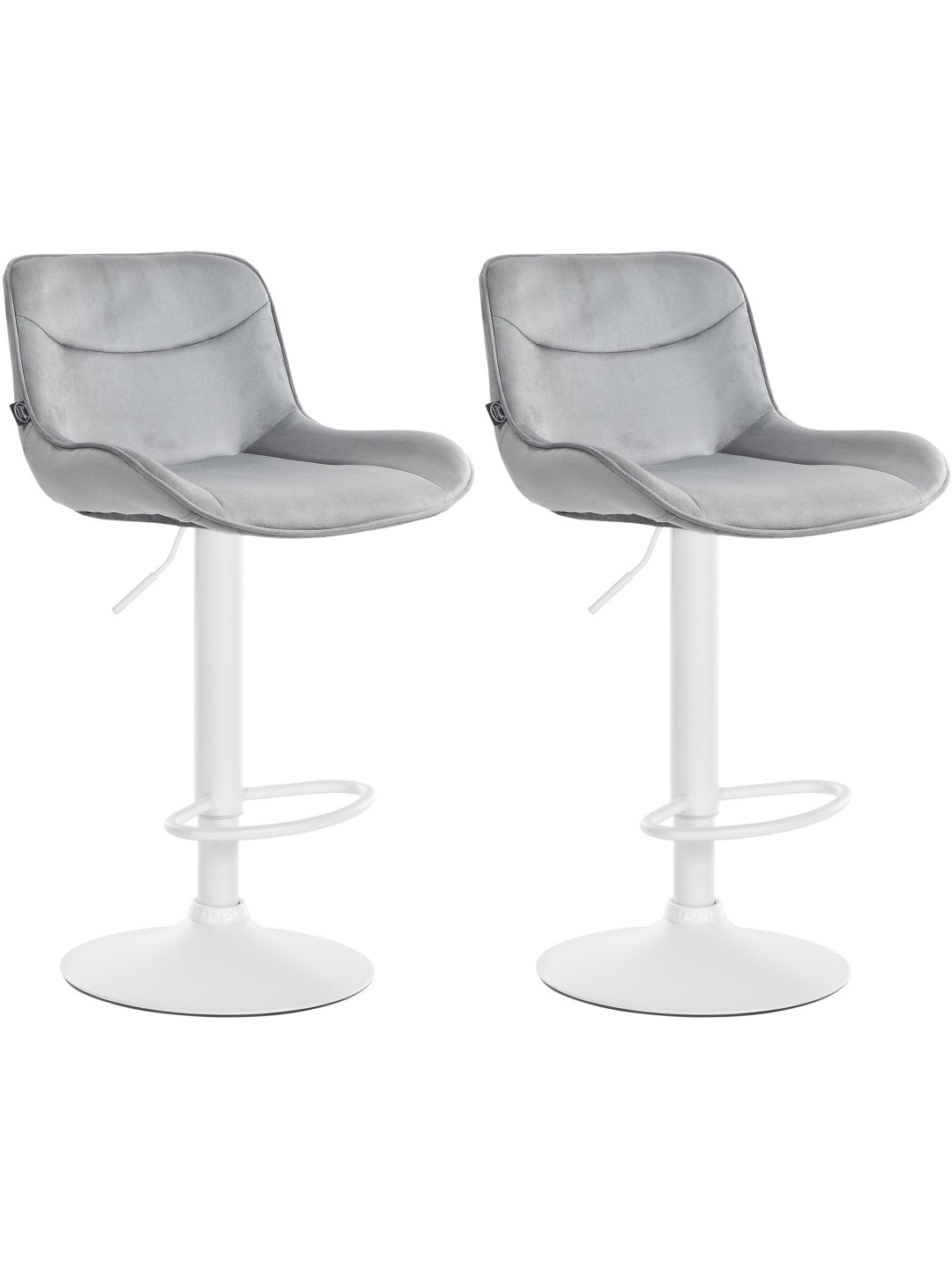 Lot de 2 tabourets de bar Vonore velours, gris