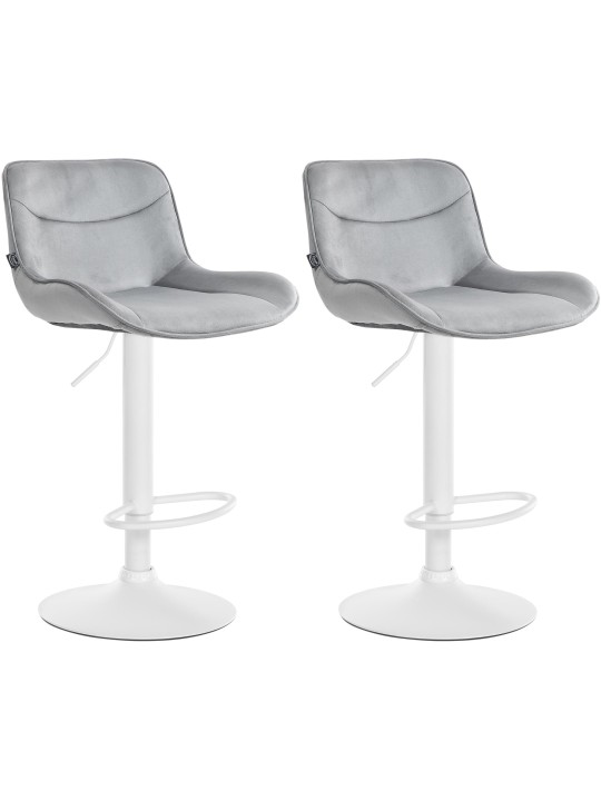Lot de 2 tabourets de bar Vonore velours, gris