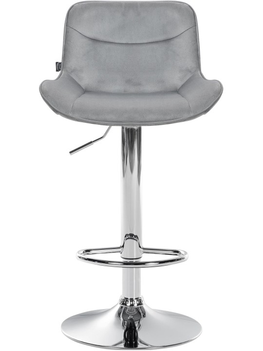 Lot de 2 tabourets de bar Vonore velours chrome, gris Lot de 2 tabourets de bar Vonore velours chrome, gris