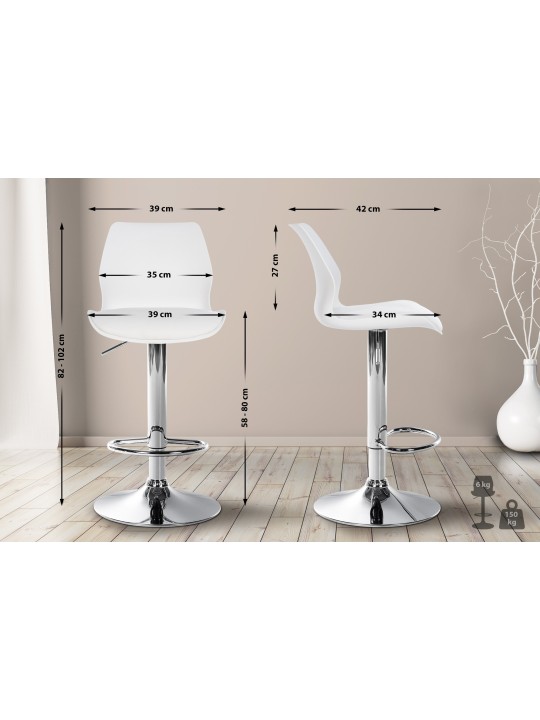 Tabouret de bar Gilbert plastique, blanc