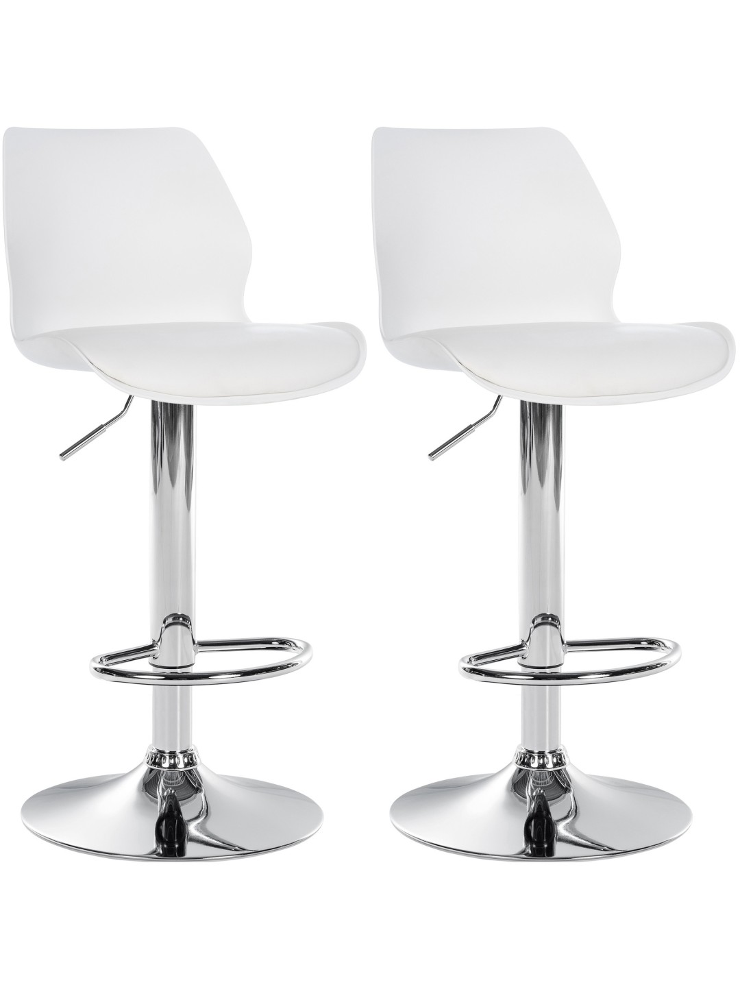 Lot de 2 tabourets de bar Gilbert plastique, blanc