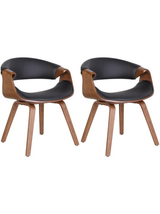 Lot de 2 chaises de salle à manger Foley simili cuir, chêne/noir
