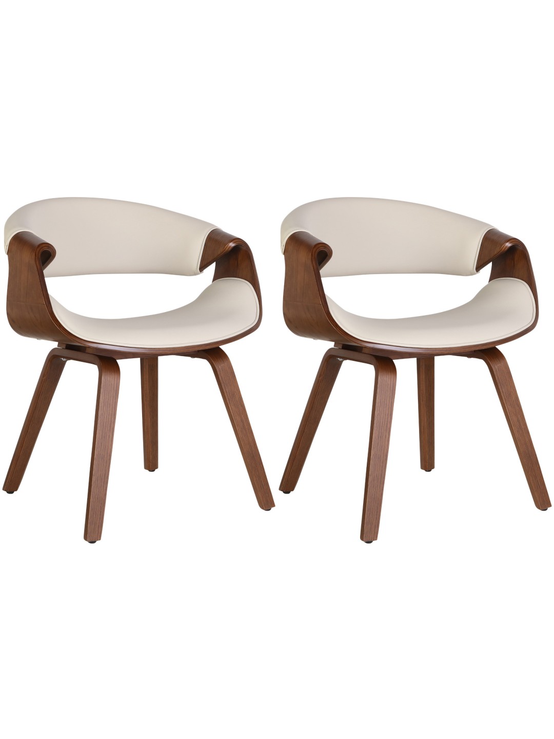 Lot de 2 chaises de salle à manger Foley simili cuir, chêne/crème